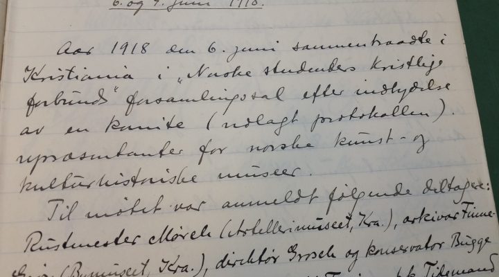 Dokumentside av referatet fra stiftelsesmøtet 6. juni 1918